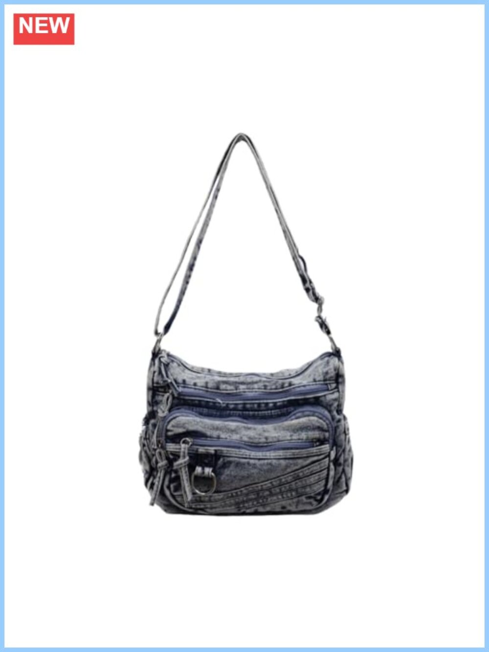 Y2K Denim Crossbody Bag, Adjustable Strap Jean Purse, Small Canvas Handbag